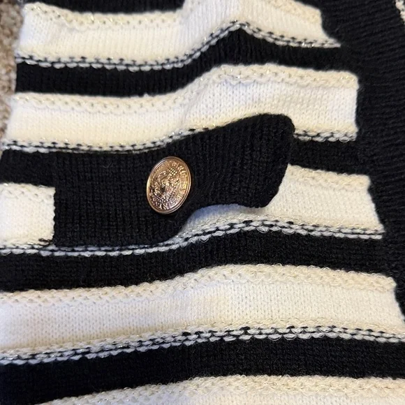 Line & Dot Black and White Striped Cardigan - Picture 3 of 6